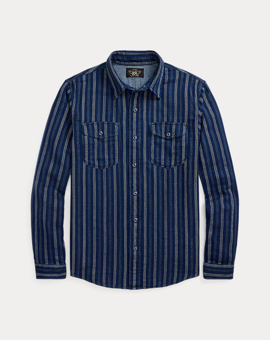 Indigo Striped Double-Faced Workshirt Indigo Stripe/Check