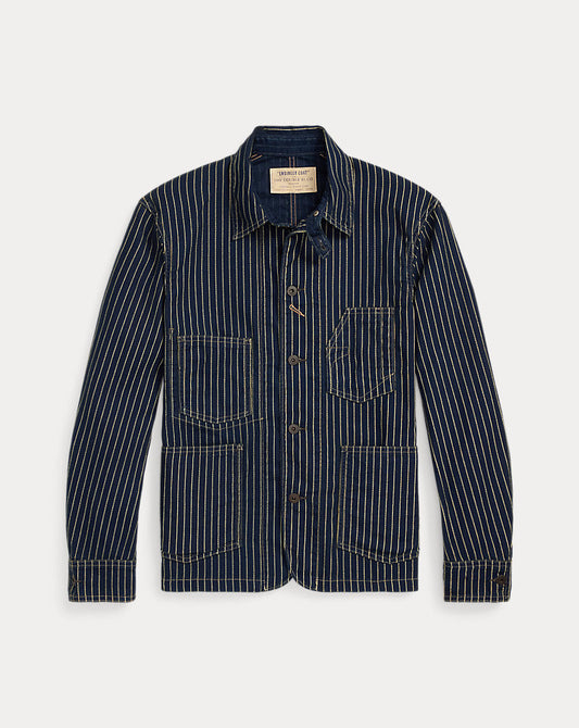 Indigo Dot-Stripe Twill Engineer Coat Indigo Rinse