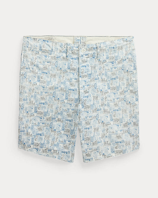 Nautical-Print Oxford Officer's Short Creme Multi
