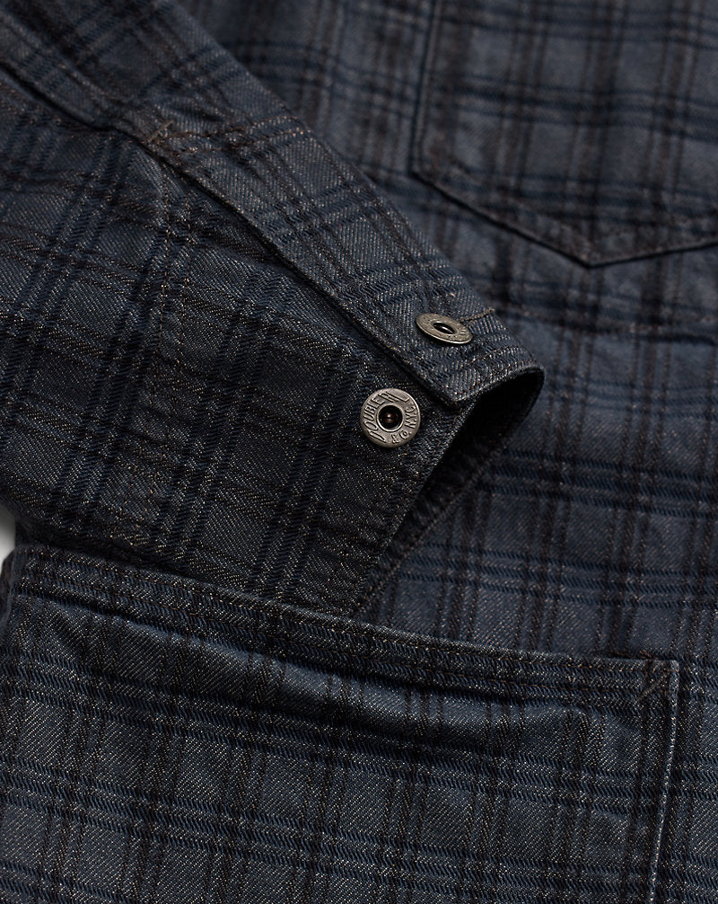 Plaid Jacquard Denim Jacket Navy Multi