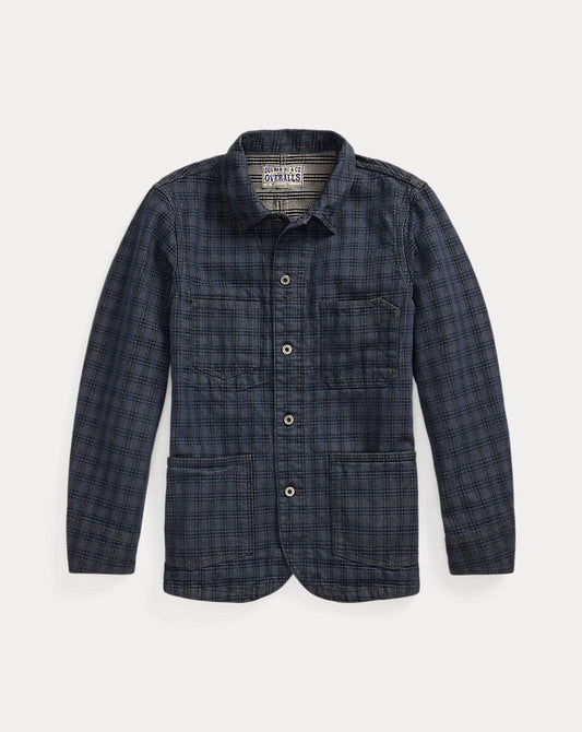 Plaid Jacquard Denim Jacket Navy Multi