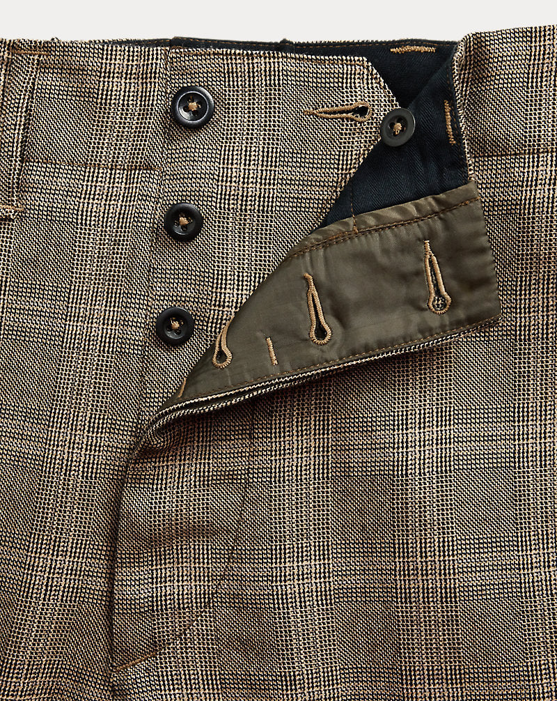 Checked Wool Twill Officer's Trouser Grey Multi