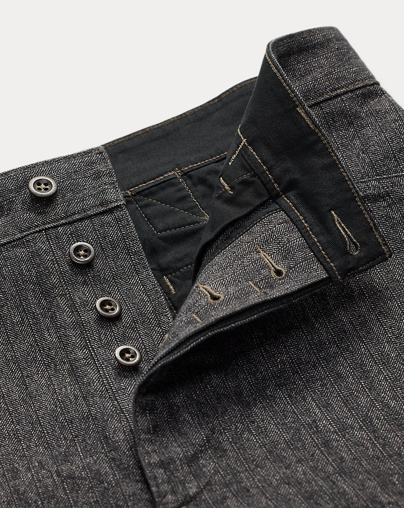 Cotton-Linen Herringbone Field Trouser Grey Multi