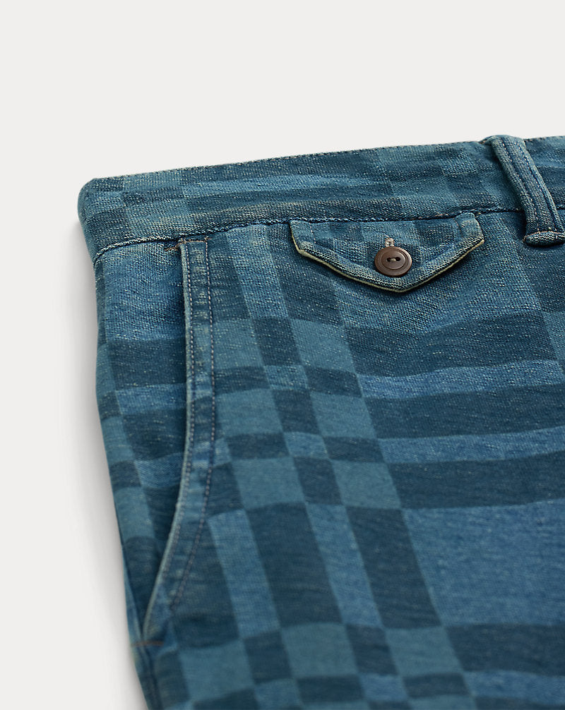 Indigo Plaid-Print Jersey Short Indigo Multi