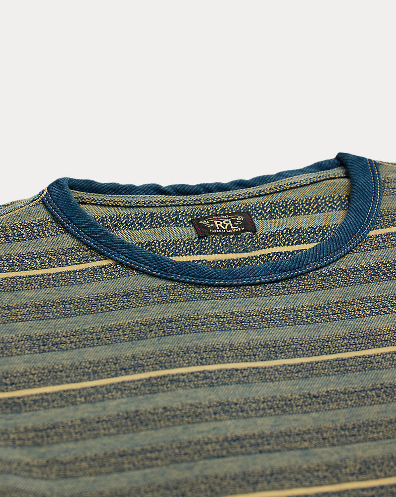 Indigo Striped Jacquard T-Shirt Cream/Multi