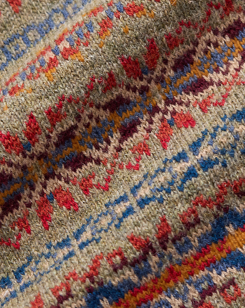 Hand-Embroidered Fair Isle Sweater Orange Multi