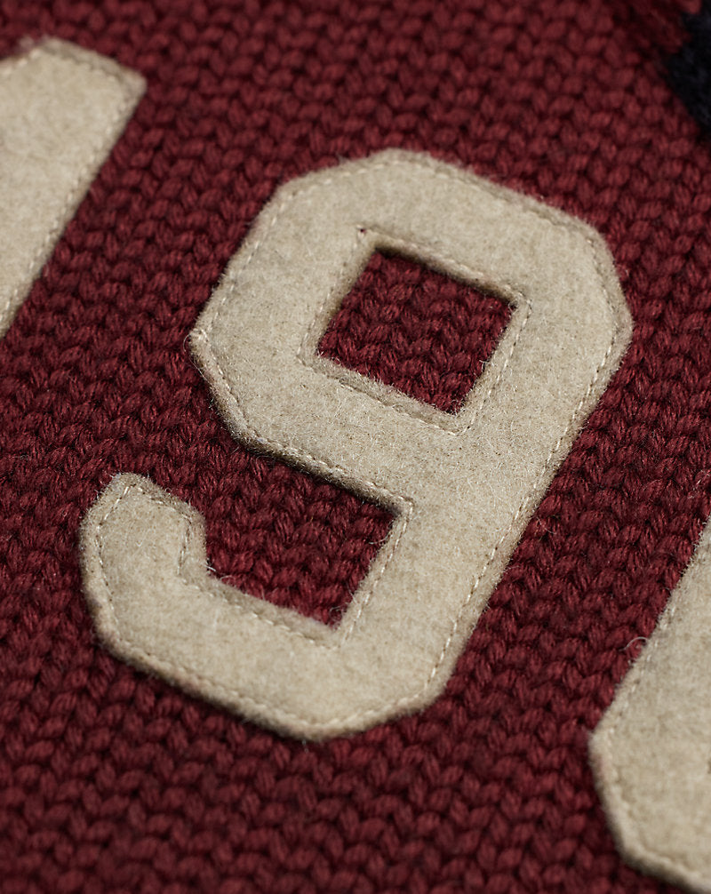 Appliqu¨¦d Wool Jumper Maroon/Navy