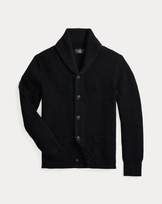 Cashmere Shawl-Collar Cardigan Black
