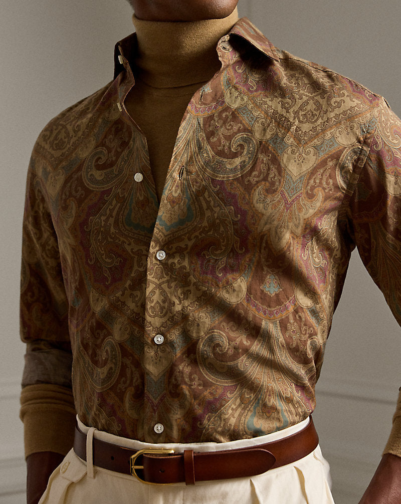 Paisley-Print Linen-Cotton Shirt Multi