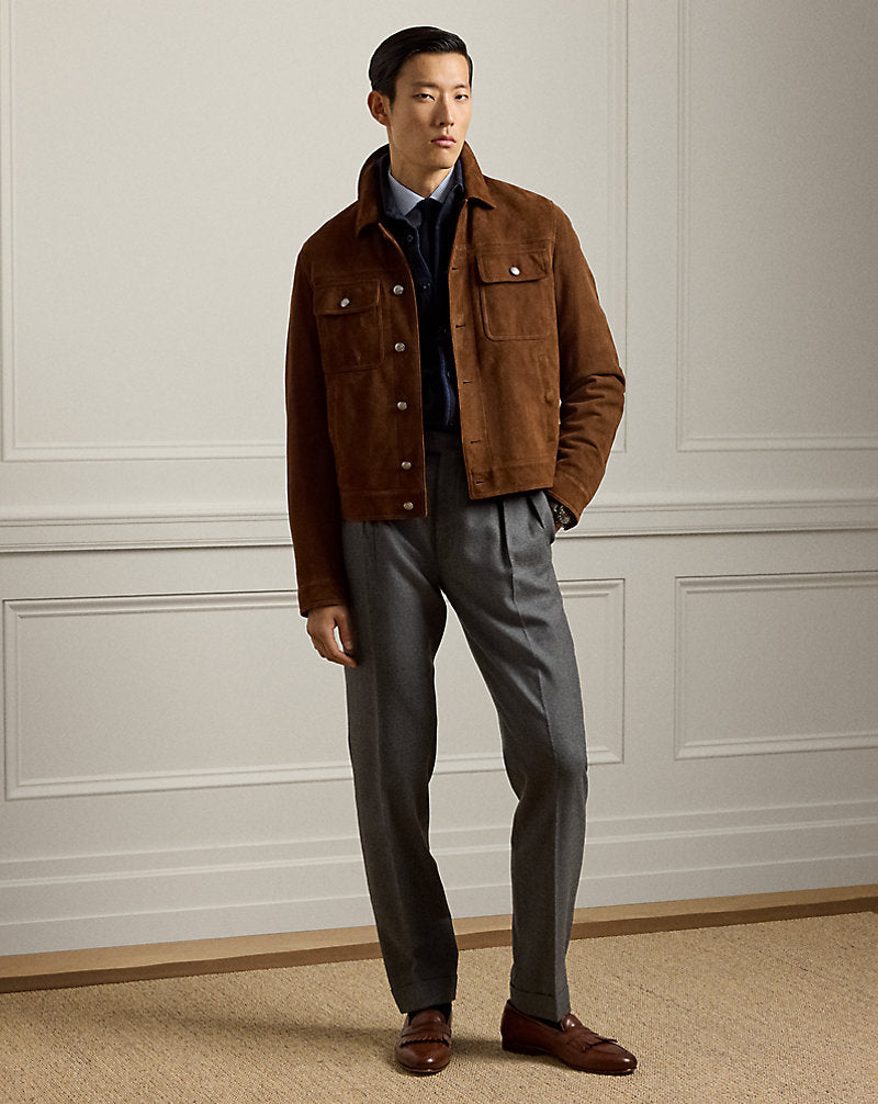 Weaver Suede Trucker Jacket Chestnut Brown