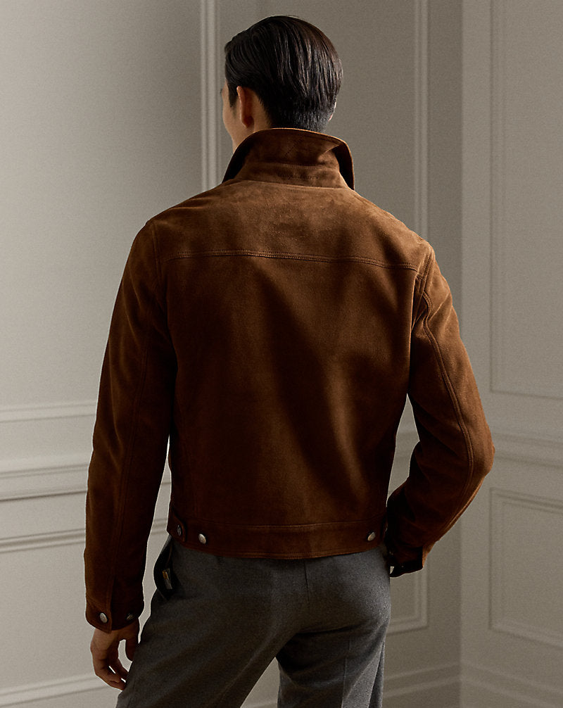 Weaver Suede Trucker Jacket Chestnut Brown