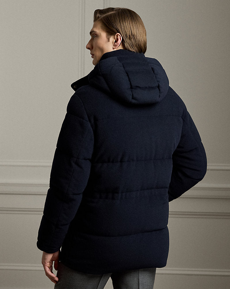 Wool-Blend Down Hooded Jacket Classic Chairman Navy