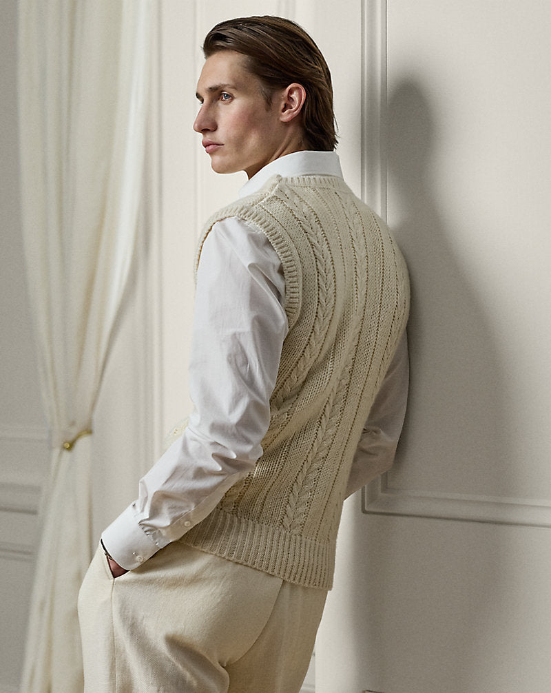 Cashmere-Silk-Linen Sleeveless Jumper Limestone