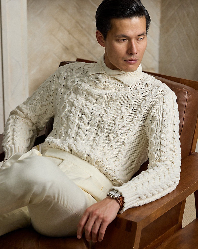 Cable-Knit Cotton-Blend Jumper Classic Cream