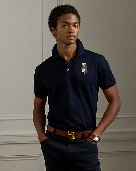 Custom Slim Polo Bear Piqu¨¦ Polo Shirt Classic Chairman Navy