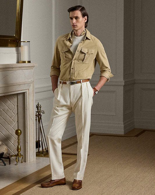Gregory Handmade Panama-Weave Trouser Classic Cream