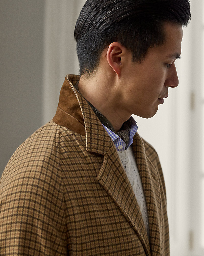 Hand-Tailored Cashmere-Wool Topcoat Brown/Tan Multi